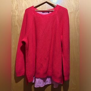 Lauren Ralph Lauren Tunic Sweater W/Built-In Shirt Liner